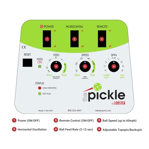 Pickleball Machine – Full-Featured – Adjustable Topspin, Backspin, & Lobs, Random Oscillation, Ball Speed (20-60MPH), Lightweight & Portable, Holds 125 Balls, with Multi-Function Remote