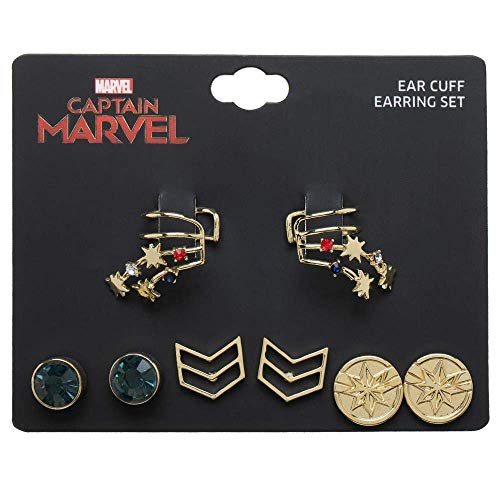Marvel Accessories Captain Marvel Ear Cuffs Jewelry Stud Earrings - 4-Pack #TOP1
