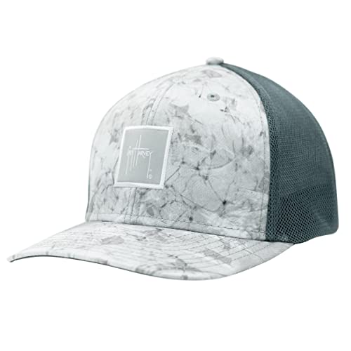 Guy Harvey Men's Performance Flex Fitted Trucker Hat, Mirage Grey/Salt Water, One Size #TOP12