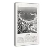 Donostia - Lienzo moderno con mapa de ciudades de San Sebastián, País Vasco, España, Europa, mapa de la ciudad, paisaje de viaje, lienzo moderno, impresiones artísticas, pinturas para sala de estar