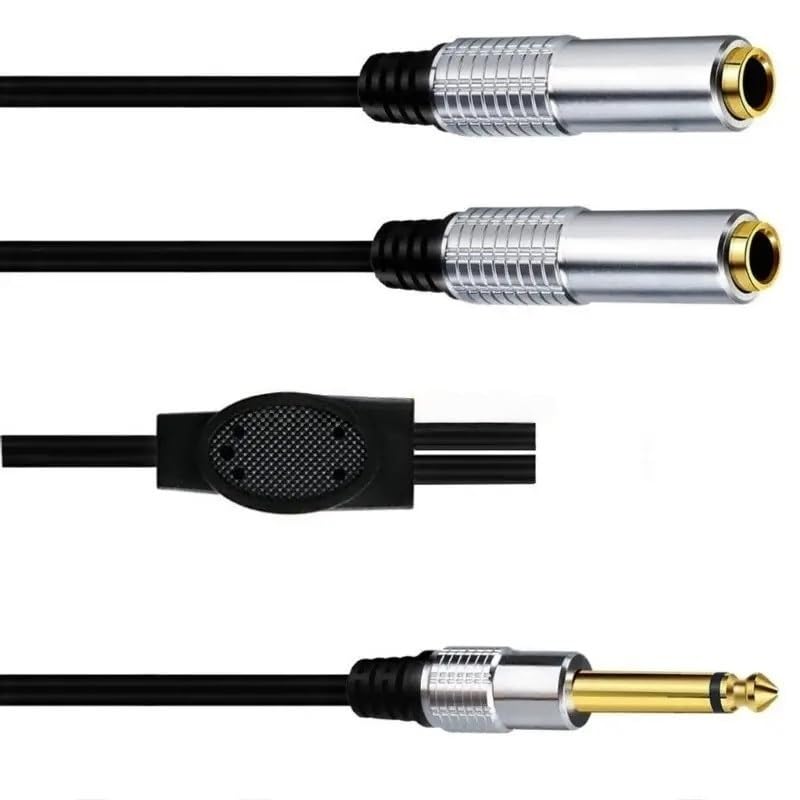 Cavo sdoppiatore a Y per chitarra, 6,35 mm, da maschio a doppio mono 0,25 cm, adattatore femmina per cuffie