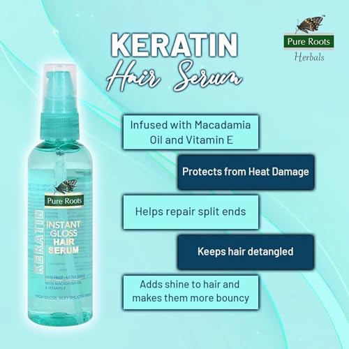 Image of Pure Roots Keratin Hair Serum - Deep Nourishment & Smooth Finish | Reduces Frizz & Split Ends | 50 ml