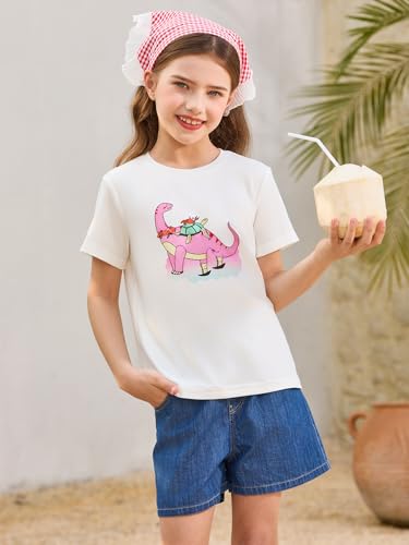 Image of Girls Short Sleeve T Shirts Kids Summer Tops Crewneck Tees 5-14 Years