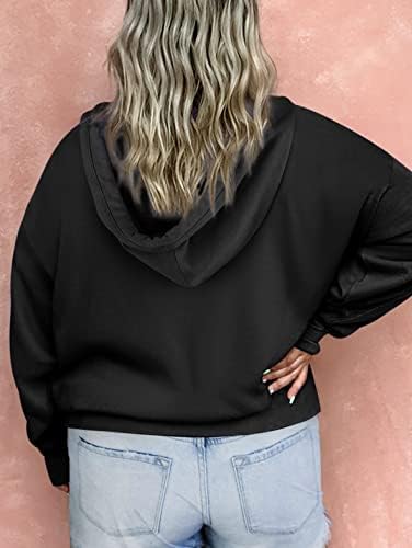 Comxiao Womens Plus Size Hooded Sweatshirts Long Sleeve Solid Color Drawstring Pullover Tops With Pocket (1X-5X) 3 Comxiao Womens Plus Size Hooded Sweatshirts Long Sleeve Solid Color Drawstring Pullover Tops With Pocket (1X-5X)