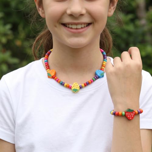 Collar de madera para niños flexible que no causa alergias con pulsera elástica 2