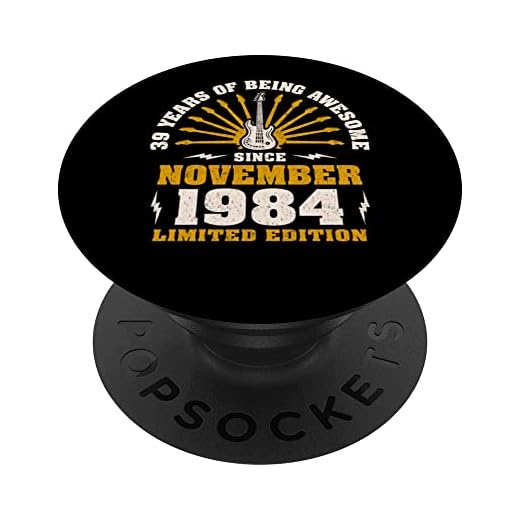 39 cumpleaños vintage guitarrista amantes de la guitarra noviembre 1984 PopSockets PopGrip Intercambiable