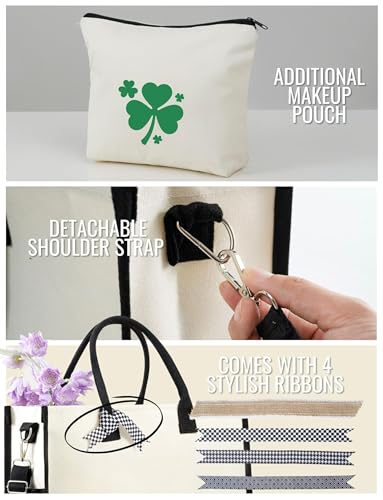 Image of InnoBeta Irish Gifts for Women Canvas Tote Bag, Irish Gifts Tote with Top Zipper Closure and Shoulder Strap for Birthday, Mother's Day, Christmas