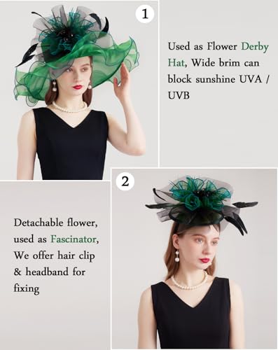 Sombrero Derby Organza para Mujer Fiesta Boda Sol miniatura 4