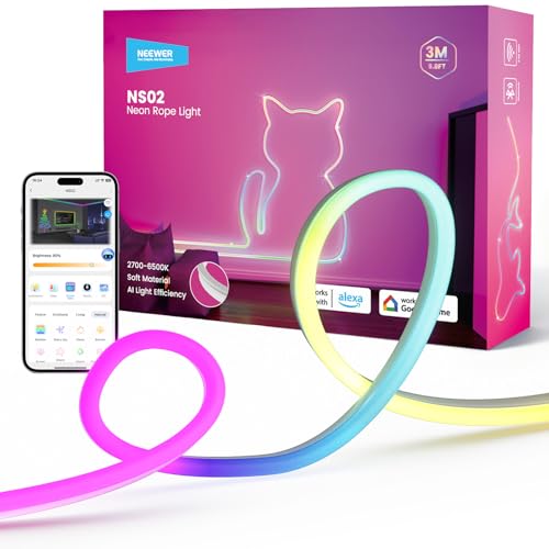 NEEWER 9.84ft/3m LED Strip Lights, Smart AI RGB Flexible Cuttable