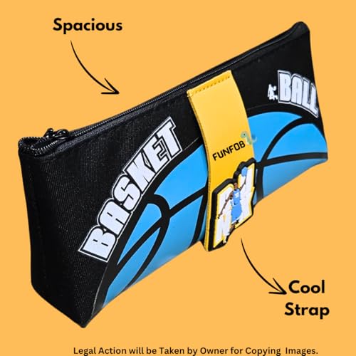 Image of Funfob Soccer Pencil Pouch for School College for Pen Pencil Football Pencil Box Travel or Cosmetic Case | Soccer Blue Black Basic