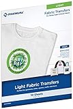 Printworks White T-Shirt Transfers for Inkjet Printers, For Use on White Fabrics Only, Photo Quality Prints, 10 Sheets, 8 ½” x 11” (00480)