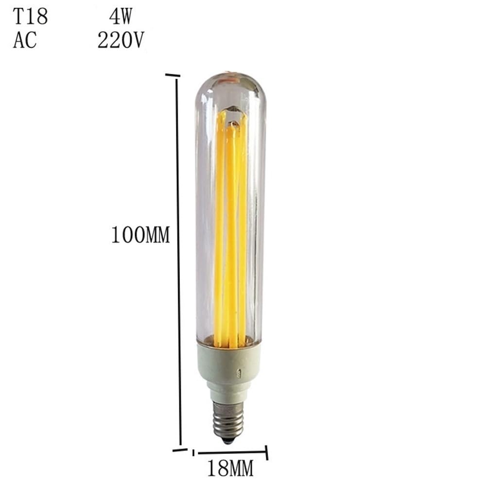 RZL Lighting, Paquete de 20, lámpara de filamento LED E14/E12/B15D AC220V 4W T18 bombilla de cristal tubular clásica(6500K Cool White,220V B15D)