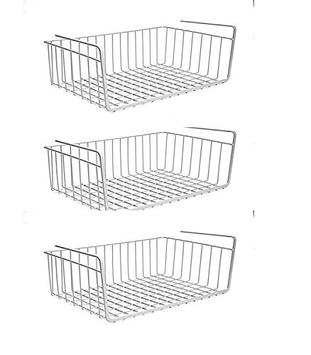Image of Styleys Metal Under Shelf Basket Wire Rack for Extra Cabinet Storage 13.5-inch (13.5 Inch 3 Pcs White) - S11027A