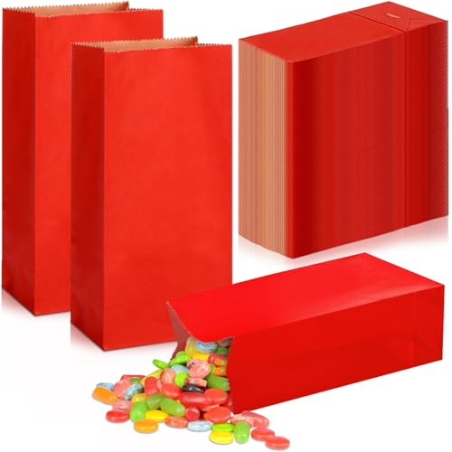 200 Mini sacs kraft rouge 0.5 kg pour biscuits et bonbons de Noël
