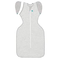 Love To Dream™ Swaddle UP™ Übergangsschlafsack, groß (8,5–11 kg) – Grau | Eng anliegend, abnehmbare Flügel | 1,0 Tog, Frühling & Sommer 20–24 °C | Waschbare Stretch-Baumwolle
