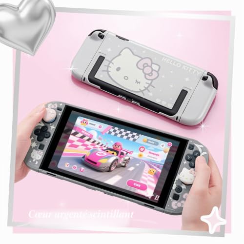 Kuitmor Coque de Protection pour Switch 2, Housse Personnalisée avec Motifs Kawaii, Anti-Rayures, Protection Accessoire de Switch 2 Console (Hello Kitty Translucide) – vue 7