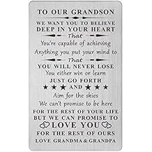 هدايا TGCNQ Grandson - هدايا بطاقة محفورة ملهمة لـ Grandson - لن تخسر أبدًا هدية عيد ميلاد التخرج من Grandma Grandpa