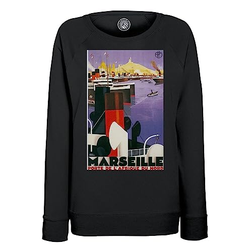 Sweatshirt Femme Marseille au motif affiche de voyage vintage résistant