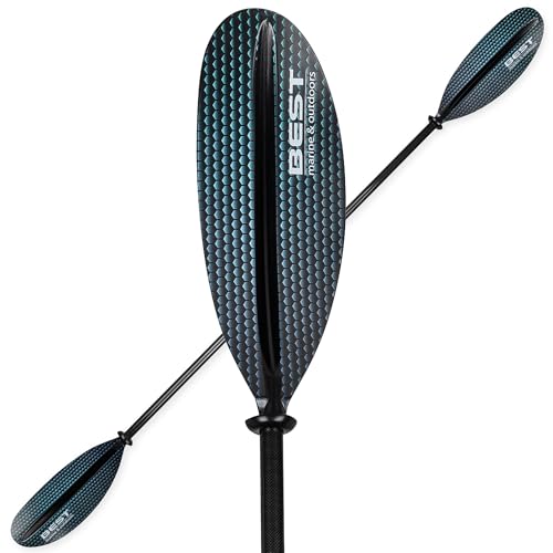 Best Marine and Outdoors Carbon Fibre Kayak Paddle 234cm Lightweight 33oz Double Ended Paddle with Feathered Blades Ideal for Recreational Kayaking