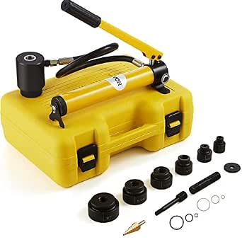 VEVOR 10 Ton Hydraulic Knockout Punch Kit, 1/2" to 2" Conduit Hole Cutter Set, 6-Piece