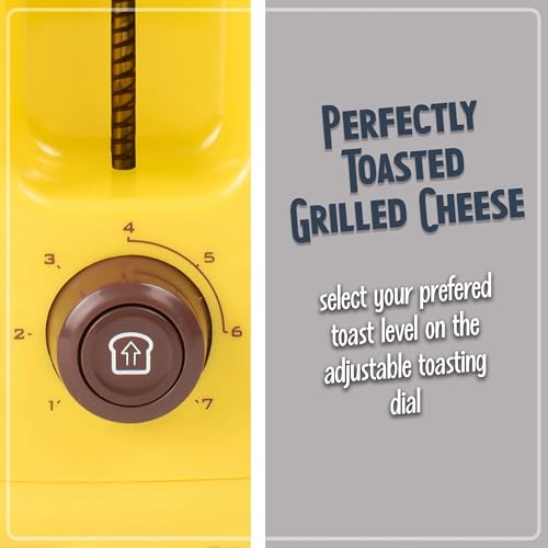 Nostalgia Deluxe Grilled Cheese Sandwich Toaster with Easy-Clean Toasting Baskets - Adjustable Toasting Dial and Extra Wide Slots - Yellow by Nostalgia - Image 3