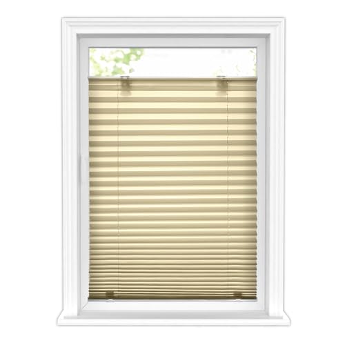 LazBlinds Tool-Free Cordless Pleated Shades with Suction Cups Light Filtering Top Down Bottom Up Pleated Blinds for Window Size 43
