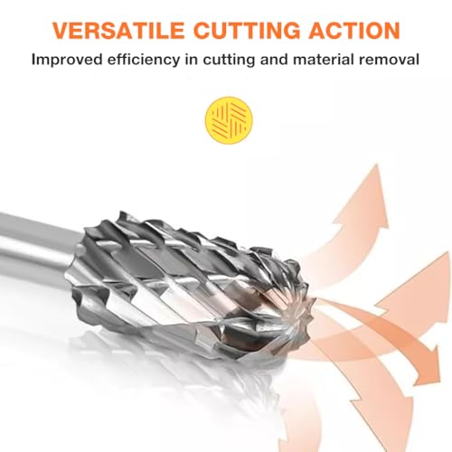 Image of Serplex Tungsten Carbide Rotary Burr Set for Dremel, 10pcs Carbide Double Cut Carving Burr Bits with 1 /8 inch Shank Rotary Tool Accessories for Woodworking, Engraving, Drilling, Steel Metal Working