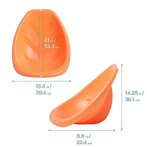 Image of ECR4Kids Plastic Leaf Scoop Floor Rocker Seat, Classroom Furniture, Orange, 6-Piece