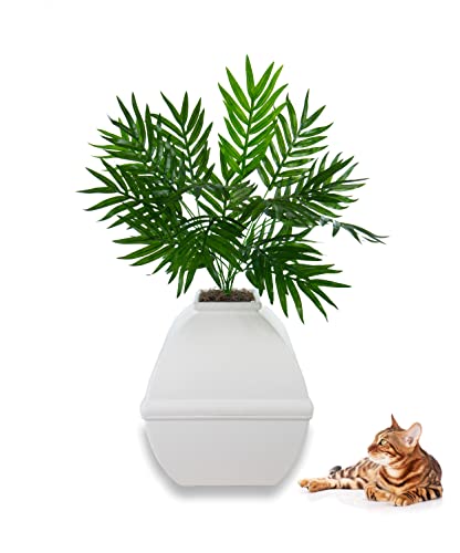 Good Pet Stuff, The Courtyard Hidden Litter Box, Artificial Plants & Enclosed Square Cat Planter Litter Box, Vented & Odor Filter, Easy to Clean, White Birch - Image 4