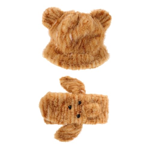Beaupretty 1Set Fuzzy Plush Bucket Hat and Scarf Women Cute Cat Ears Design Winter Accessory Ear Protection Versatile Hat and Scarf