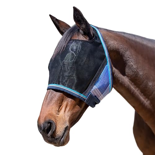 Kensington UViator CatchMask Horse Fly Mask with Web Trim UV Eye Protection Mask for Horse - Medium, Kentucky Blue