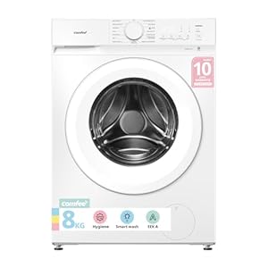 Comfee Waschmaschine 8kg, Washing machine mit Tierhaar-Programm & Dampffunktion,16 Programme,Energy Efficiency Class A-10%,Nachlegefunktion, Leise & Energiesparend, CF08EWP05W, Weiß