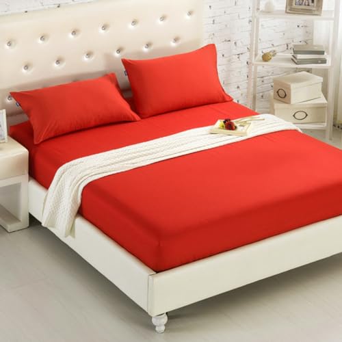 Couvre-matelas coton brossé rouge brique 152x203cm drap ajusté pour lit double Queen