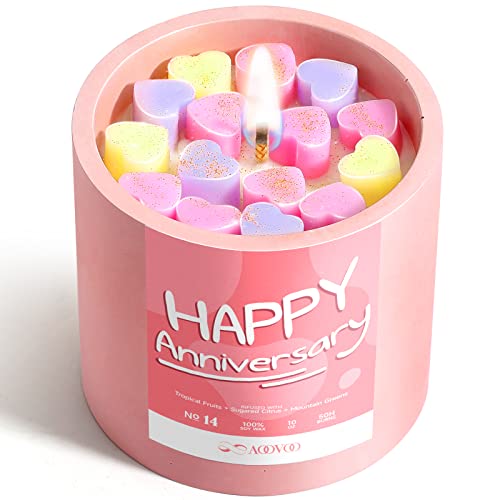 Anniversary Scented Candles Gifts for Him, Her – Handmade Aromatherapy Candle Gifts Set for Women, 50 Hour Burn Time 10oz Soy Wax Candle for Couple, Husband, Wife, Anniversary Gift