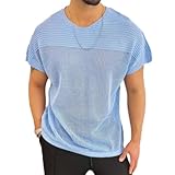 Ying Men Light Summer Shirt Men Tankshirt Men Short Sleeve Shirt Men Short Sleeve Shirt Men Short Sleeve Knitted Tops Men Knitting Short Sleeve Men Shirts Summer Shirt F-Blue L
