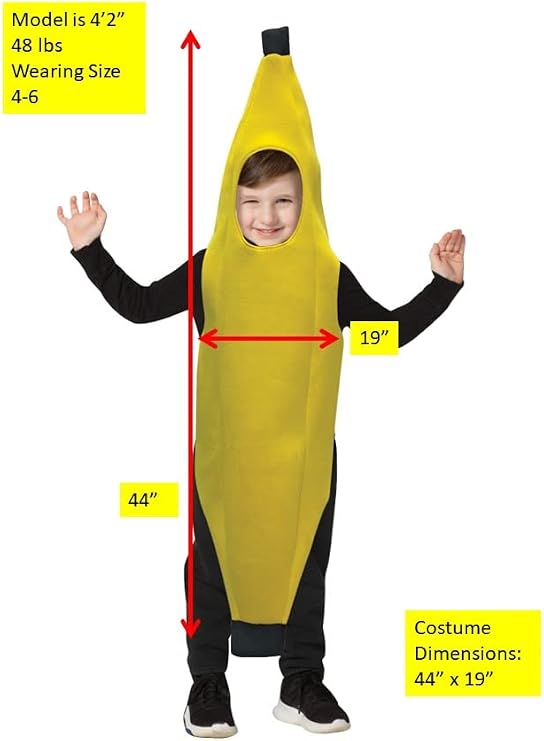 Rasta Imposta Banana Halloween Costume, Child Size 4-6, Ultimate Premium Tropical Fruit Costume, Boys and Girls Size 4-6