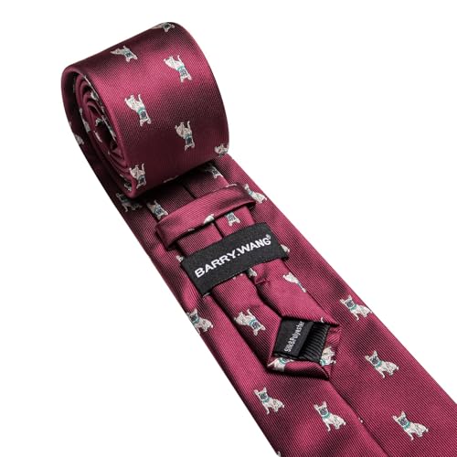 Image of Barry.Wang Man Tie Sets Skull Ties Animal Extra Long Necktie Silk Woven Handkerchief Cufflinks Festival Party Gift