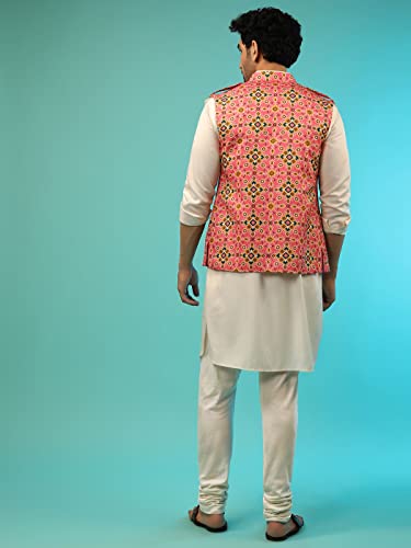 Elina fashion Men's Indian Rayon Kurta Pajama And Nehru Jacket (Waistcoat) || Ethnic Wedding Diwali Puja Set3