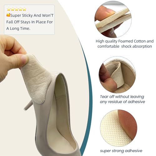 Image of Heel Pads for Shoes - 4 Pairs Foamed Cotton Heel Cushions Pads for Heel Slip and Blister, Comfortable Heel Grip for Pain Relief(Pale Apricot+Black)