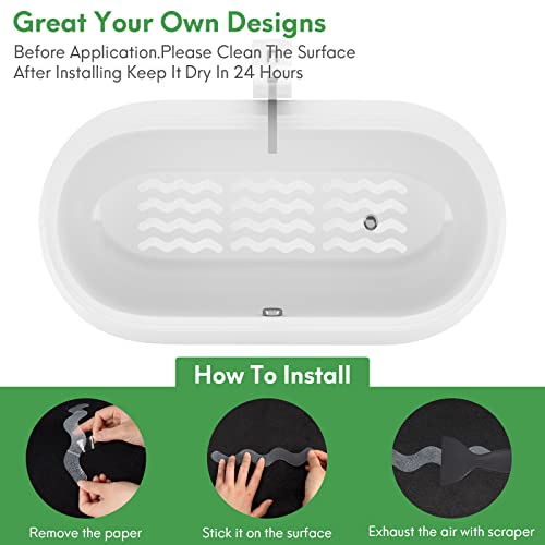 28 Pcs Non Slip Bathtub Stickers, Anti Slip Shower Stickers, Bathtub Non Slip Decals With Premium Scraper For Bath Tub, Shower, Stairs #TOP3