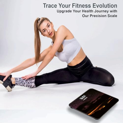 Image of Healthgenie Weight Machine for Body Weight Thick Tempered Glass LCD Display With 3 Years Warranty Weighing Scale Dusk Horizon