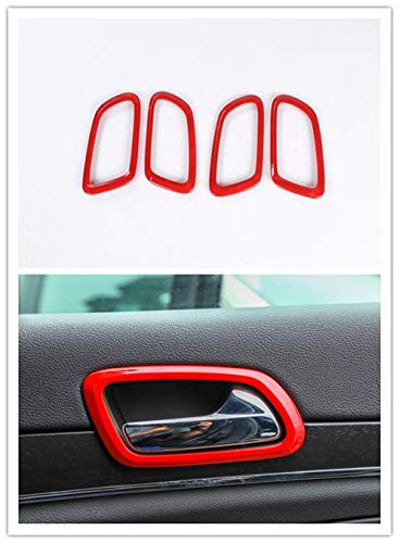 Niceautoitem Interior Door Handle Bowl Cover Trims Decoration Stickers ABS for Jeep Grand Cherokee 2011-2019 (Red)