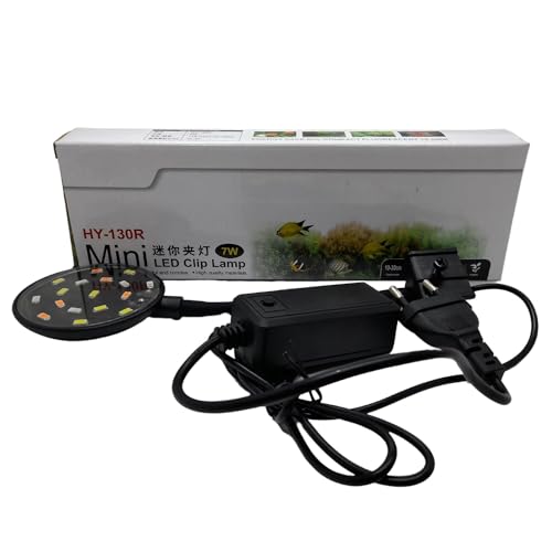 Image of JAINSONS PET PRODUCTS Multicolor Mini Clip Lamp | 7W Aquarium Light | Huayao HY-130R Adjustable Clip-On Lamp for Fish Tank (Pack of 1)