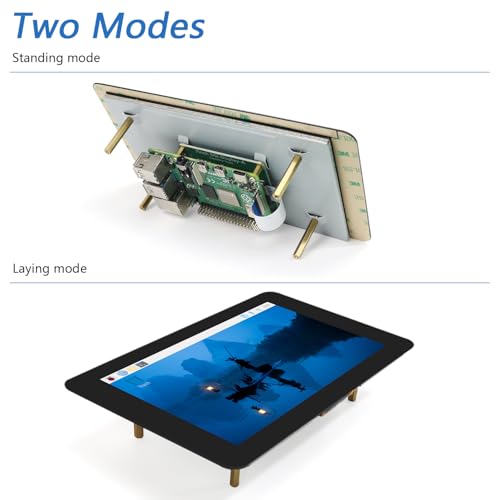 Image of FREENOVE 7 Inch Touch Display for Raspberry Pi 5 4 B 3 B+ A+, 800x480 Pixel IPS Monitor, 5-Point Capacitive Touchscreen, Driver-Free MIPI DSI Port