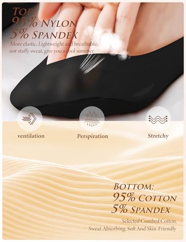 AURUZA No Show Socks Women's 4-8 Pairs Low Cut Non Slip Liner Invisible Socks for Flat Boat, Size 5-123