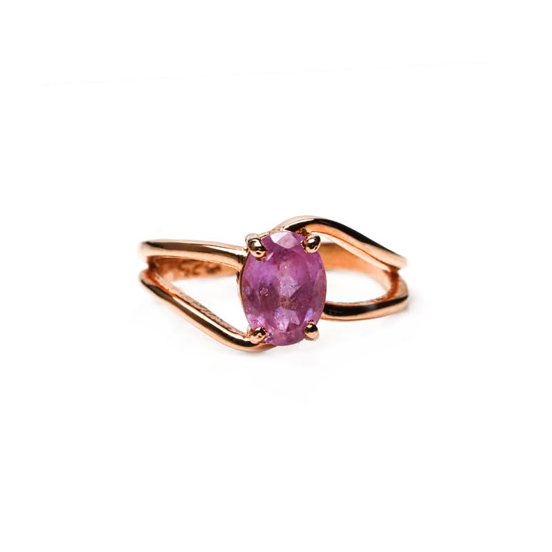 Bague fiançailles saphir rose bague argent 925 femme pierre naturelle ovale fine
