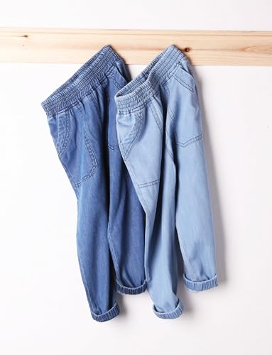 Kids Boys Girls Jeans Pants Soft Stretchy Summer Denim Trousers Tapered Leg Loose Fit Cargo Joggers2