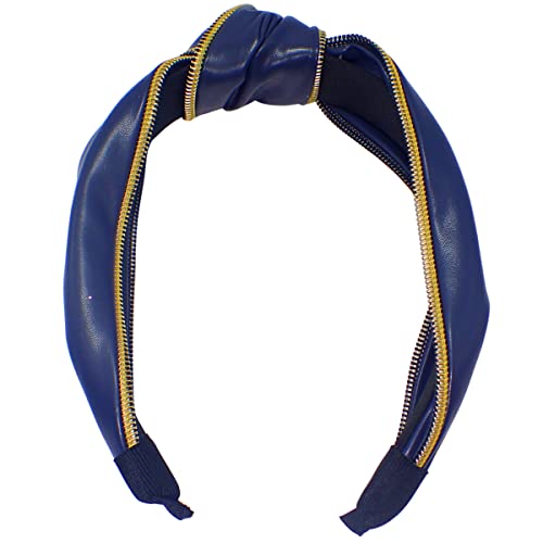 Topkids Accessories Leather Zip Knot Alice Bands Adult Women, Hair Accessories for Women Hair Bands for Women Thick Headband - Image 2