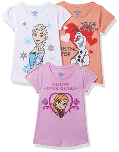 Image of Disney Frozen Girl's Solid Regular Fit T-Shirt