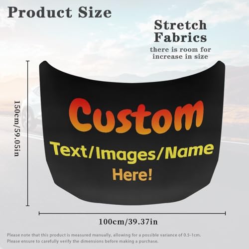 Image of Custom Images Car Hood Cover Stretch Polyester Car Hood Cover Waterproof Automotive Accessories Suitable Most Automotive Sedans Trucks Pickup Sports Cars